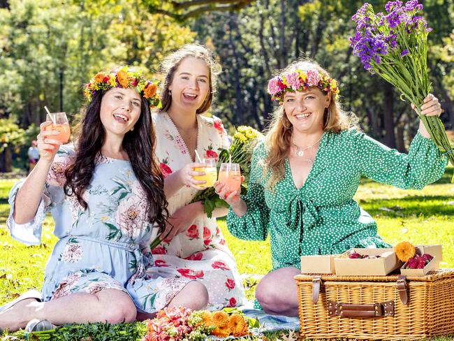 Kate Rosier, Eileen Scott and Jenna Buckley promoting Toowoomba Carnival of Flowers 2021, Sunday, May 23, 2021 - Picture: Richard Walker