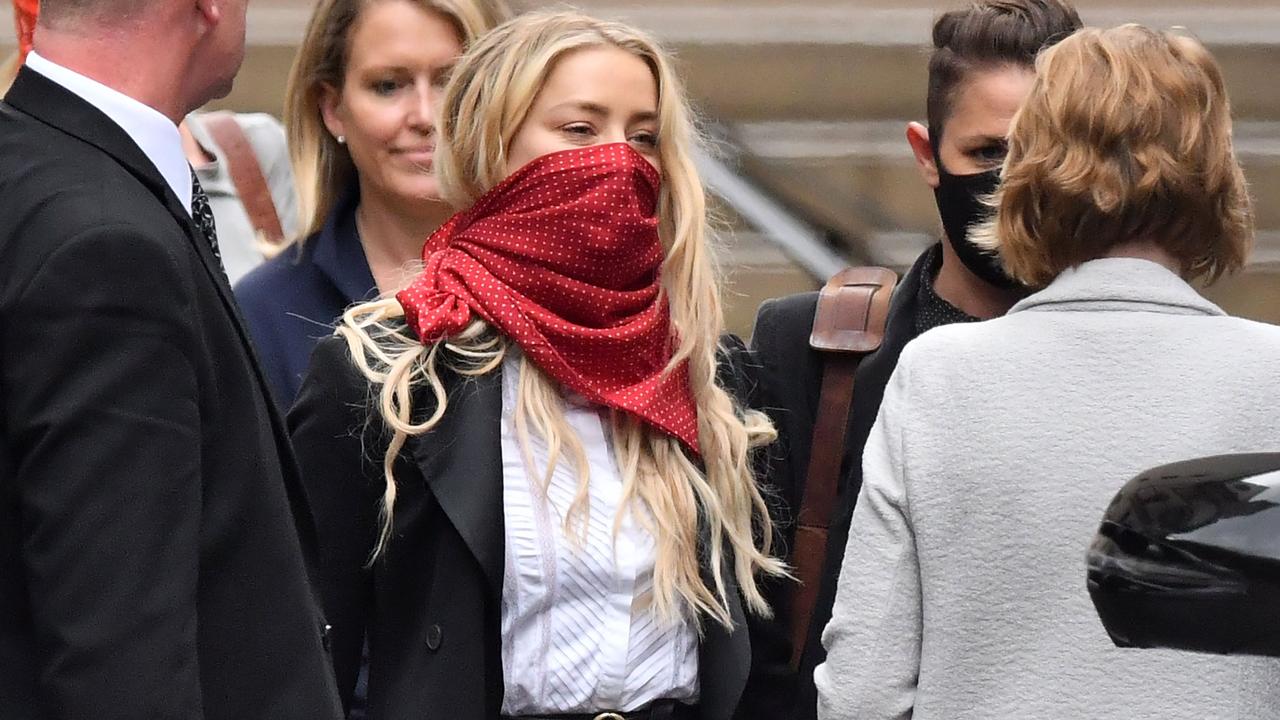 Amber Heard leaves court after the sixth day of the libel trial. Picture: Justin Tallis/AFP