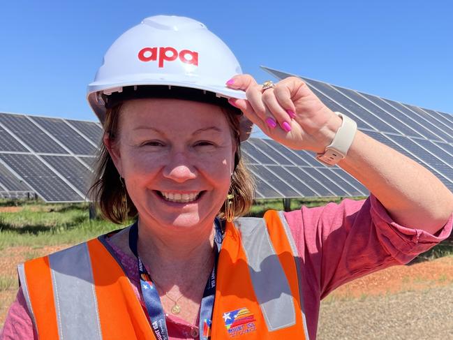 Mount Isa City Council Mayor Peta MacRae at APA's Dugald River Solar Farm which puts 88mw into the North West Grid - the large majority of the power goes to the Dugald River Mine.