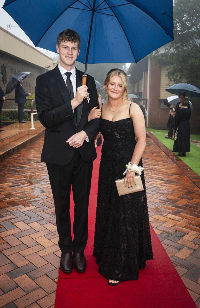 Bertie Mansfield partners Ruby Newell at Fairholme College formal, Wednesday, March 27, 2024. Picture: Kevin Farmer