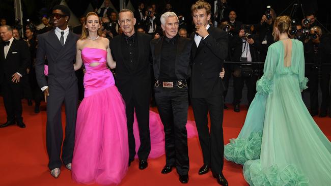 Rave reviews! The cast of Elvis with Baz Luhrmann, second from right. Picture: Getty Images