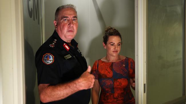 Chief Minister Lia Finocchiaro and former NT Police Commissioner Michael Murphy on a previous tour of the Peter McAulay Centre Berrimah watch house. Picture: Zizi Averill