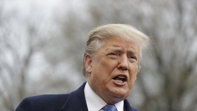 FILE - In this Friday, April 5, 2019 file photo, President Donald Trump speaks with reporters before boarding Marine One on the South Lawn of the White House, in Washington. A federal appeals court said Thursday, June 20, 2019 that new Trump administration rules imposing additional hurdles for women seeking abortions can take effect while the government appeals decisions that blocked them.  (AP Photo/Evan Vucci, File)