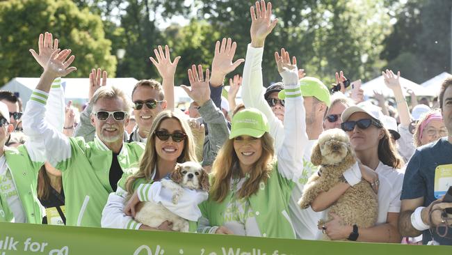 John Easterling, Chloe Lattanzi and Tottie Goldsmith takes part in the ONJ Walk for Wellness. Picture: Andrew Henshaw