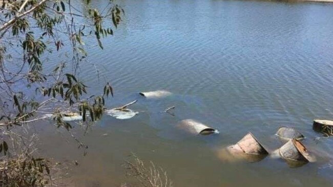 Nine drums of waste were found dumped in a tidal lagoon off Sandy Point Road near Yeppoon last month.