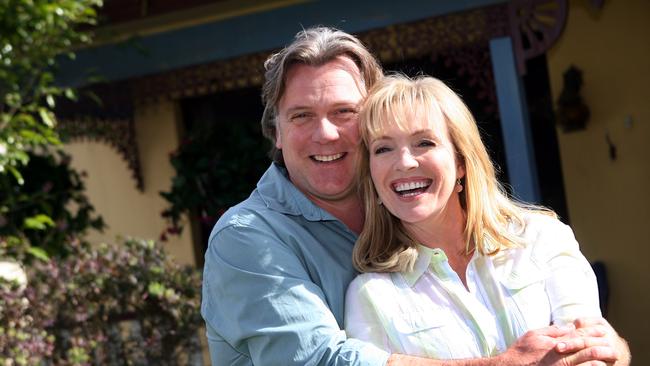 Actors Erik Thomson and Rebecca Gibney outside 8 Riverview Street in Concord, Sydney where the Channel Seven (7) TV program 'Packed To The Rafters' is filmed.