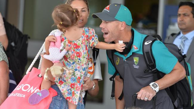 David Warner and family arrive in Port Elizabeth.