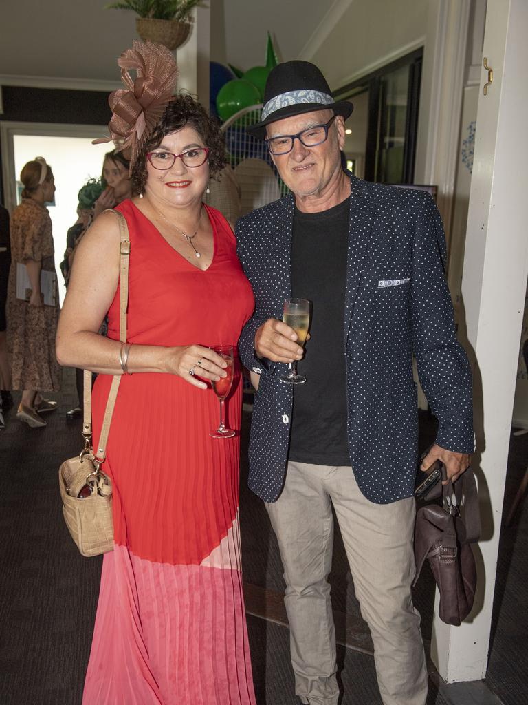 Sandy Hilder and Bob Adams at the Chronicle Toowoomba Hospital Foundation Melbourne Cup at Urban Grounds Cafe raising funds for One Wish, One Cure for Type 1 Diabetes. Tuesday, November 1, 2022. Picture: Nev Madsen.