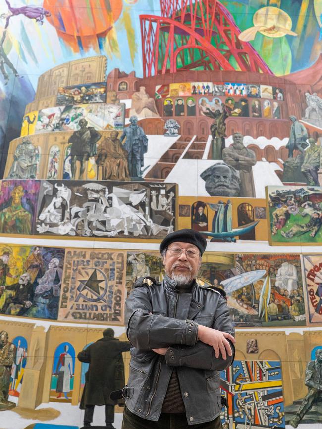 JiaWei Shen with his Utopia mural.