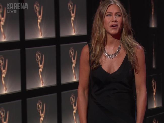 Jennifer Aniston, who is nominated for The Morning Show (aka Morning Wars), presented the first award of the night and actually attended in-person. Picture: Foxtel