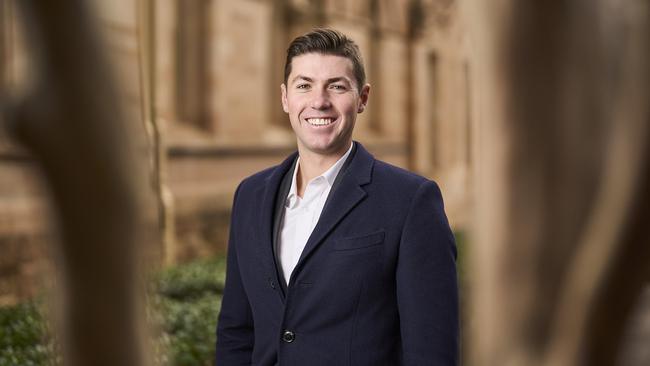 Rhode scholar, Oliver Douglas at Adelaide Uni, before heading to Oxford Uni. Picture: Matt Loxton