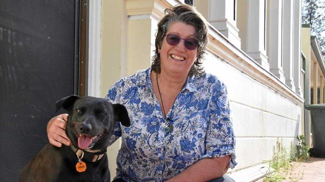 TOUGH ROAD: Single mum Lee McGregor with her dog, Darkie. Picture: Matt Collins