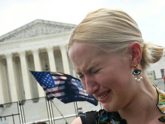 A pro-choice supporter cries outside the US Supreme Court in Washington, DC, on June 24, 2022. Picture: Olivier Douliery / AFP.