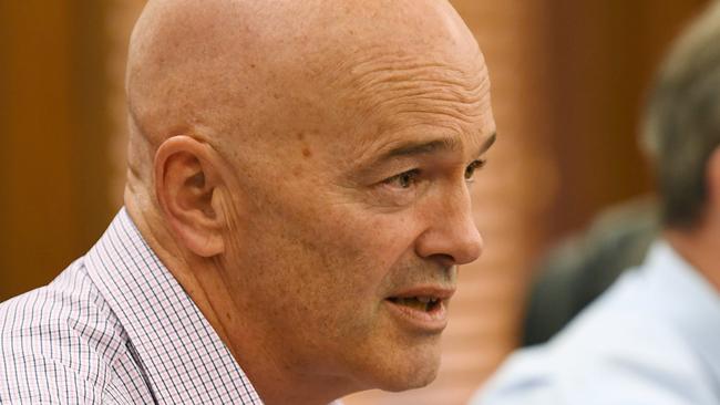 Gympie Council CEO Bernard Smith *** at an emergency Gympie council meeting this morning.