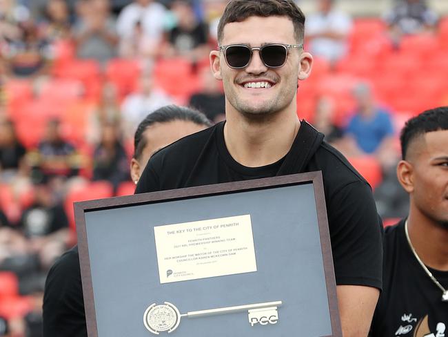 Nathan Cleary accepts the key to the city.