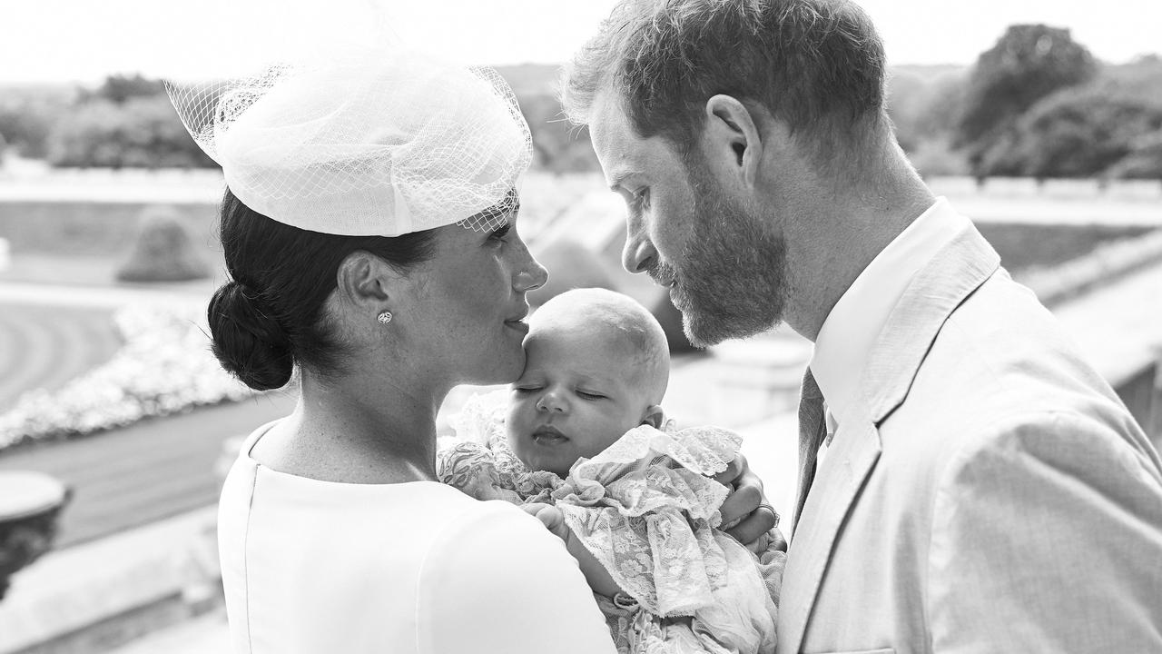 An official portrait of the family of three, taken at Archie’s christening earlier this month. Picture: Chris Allerton/AFP