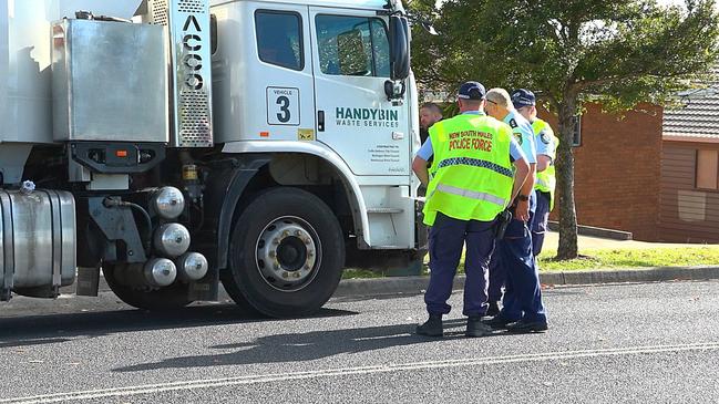 Garbage truck and cyclist crash at Toormina on Thursday, November 10. Picture: Frank Redward