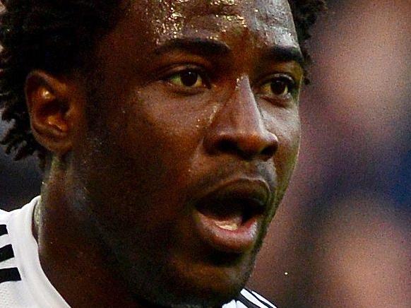 (FILES) In a file picture taken on November 22, 2014 Swansea City's Ivorian striker Wilfried Bony celebrates scoring the opening goal during the English Premier League football match between Manchester City and Swansea City at the The Etihad Stadium in Manchester, north west England. Swansea striker Wilfried Bony signed for English Premier League champions Manchester City, the Ivory Coast football federation announced, on January 14, 2015. The fee is believed to be about 28 million pounds ($42 million, 36 million euros). AFP PHOTO/PAUL ELLIS RESTRICTED TO EDITORIAL USE. NO USE WITH UNAUTHORIZED AUDIO, VIDEO, DATA, FIXTURE LISTS, CLUB/LEAGUE LOGOS OR “LIVE” SERVICES. ONLINE IN-MATCH USE LIMITED TO 45 IMAGES, NO VIDEO EMULATION. NO USE IN BETTING, GAMES OR SINGLE CLUB/LEAGUE/PLAYER PUBLICATIONS.