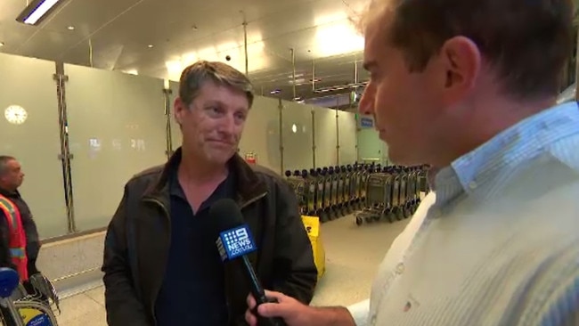 Chief Inspector Stephen Fowler speaks to Channel 9 at Los Angeles Airport on his way to Vancouver. Picture: 9 News