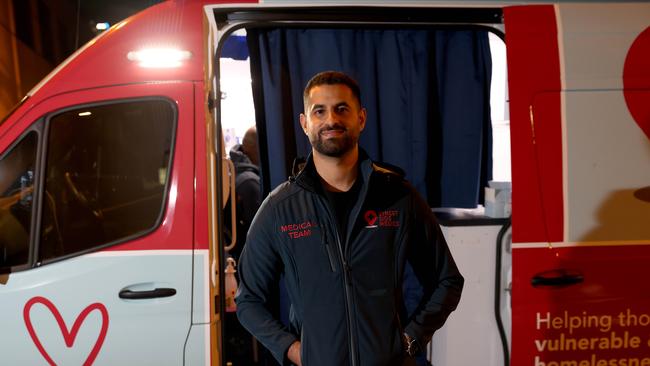 Street Side Medic founder Dr Daniel Nour pictured with one of his Street Side Medic vans in Woolloomooloo. Picture: Damian Shaw