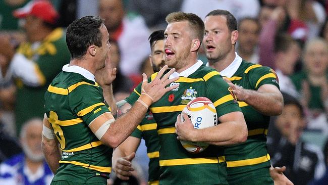 Cameron Munster celebrates one of two tries.