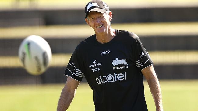 Coach Wayne Bennett at South Sydney training earlier this week. Picture: Phil Hillyard