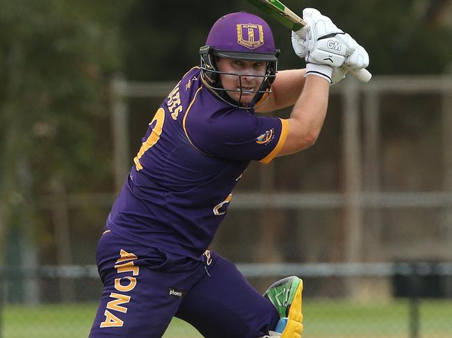 VSDCA: Altona v Coburg: Adam Yates of Altona battingSaturday, February 27, 2021, in Altona, Victoria, Australia. Picture: Hamish Blair