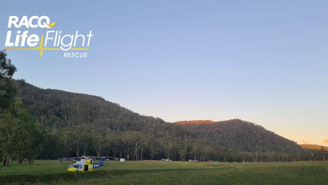 The woman was in a stable condition when she was flown to Toowoomba Hospital. Picture: LifeFlight Media