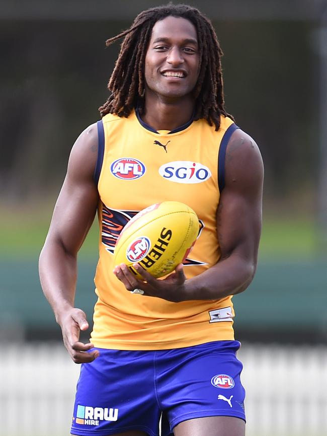 Nic Naitanui at West Coast training. Picture: Jason Sammon