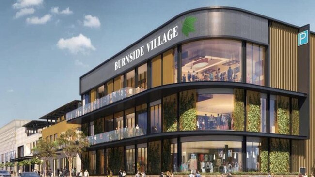 Artist impression of the updated plans for Burnside Village on the corner of Greenhill Rd and Sydney St. Picture: Cohen Group