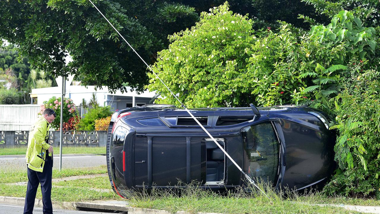 A woman was trapped in the wreckage of a vehicle following a two car crash in Townsville. The crash happened at the intersection of Elizabeth St and Alfred St in Aitkenvale. PICTURE: MATT TAYLOR.