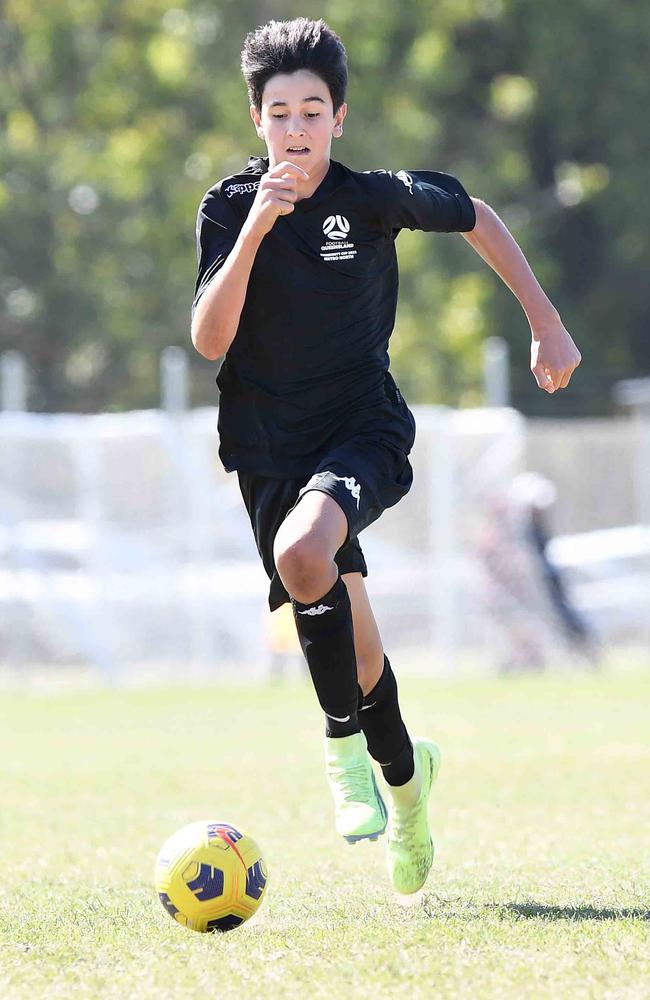 Football Queensland Community Cup carnival, Maroochydore. U13 boys, Sunshine Coast V Metro North. Picture: Patrick Woods.