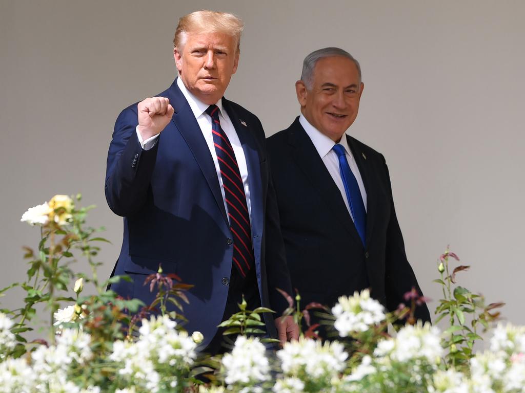 Donald Trump with Israeli Prime Minister Benjamin Netanyahu in 2020. Picture: AFP