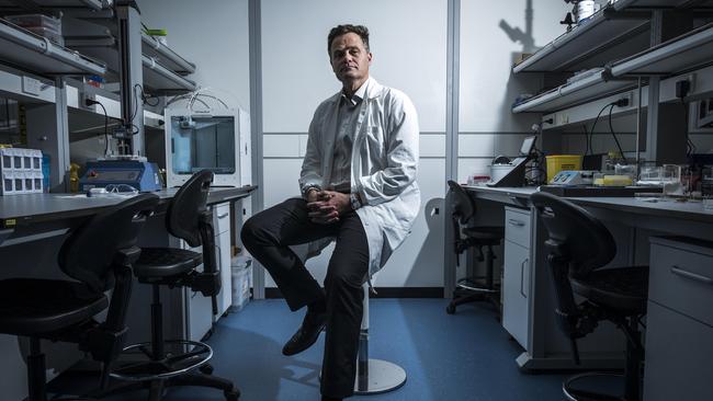 Professor Mark Kendall in his Brisbane WearOptimo laboratory. Picture: Franck Gazzola