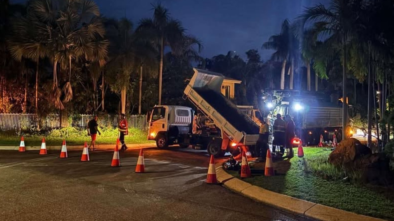 Coucal Ct was left flooded after severe road damage triggered a number of underground pipes and water mains to burst. Picture: Supplied