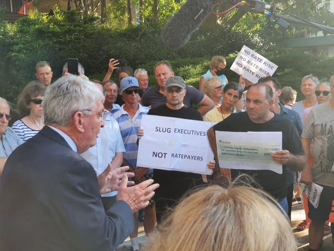 Mr Colosimo at one of the protests against the rate rise outside Central Coast Council.