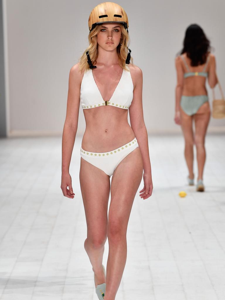 A model walks the runway in a design by duskii during the Swim show at Mercedes-Benz Fashion Week Resort 19 Collections at Carriageworks on May 14, 2018 in Sydney, Australia. (Photo by Stefan Gosatti/Getty Images)