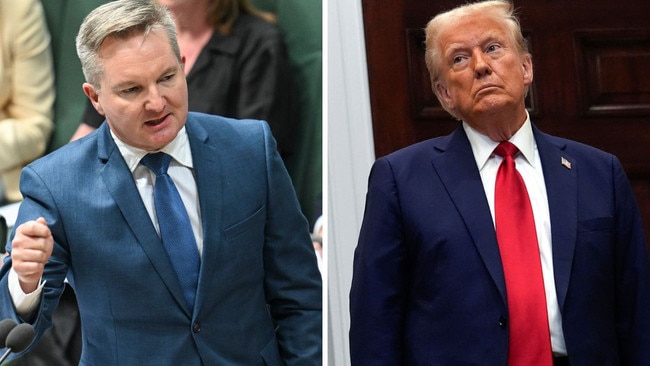 Climate Change Minister Chris Bowen, and US President Donald Trump. Picture: NewsWire/Martin Ollman, AP