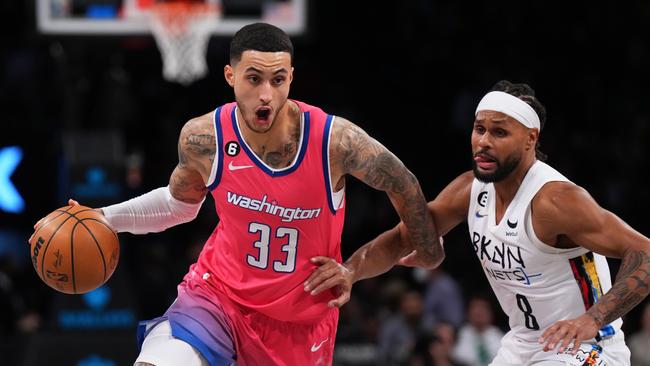 But Kuzma was injured early against the Nets. Photo by Mike Stobe/Getty Images