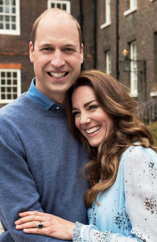 William, Duke of Cambridge and Catherine, Duchess of Cambridge in an official portrait to celebrate their tenth wedding anniversary. Picture: Chris Floyd/Kensington Palace/AFP