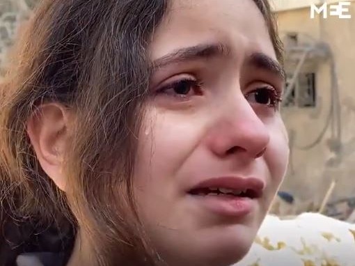 10-year-old Nadine Abdel-Taif is one of the many Palestinians who lost their homes to the overnight Israeli raid. Picture: Middle East Eye