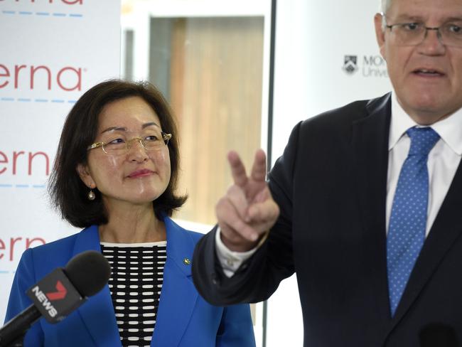 Gladys Liu and supporter last week. Picture: Andrew Henshaw/NCA NewsWire