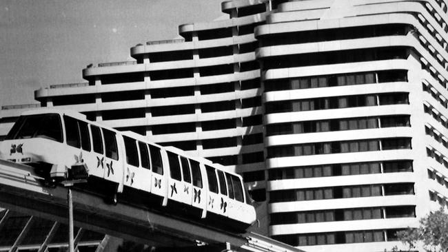 While a citywide monorail failed to eventuate, Broadbeach’s Skylink ran from 1989-2017. It is pictured here on its first day in August 1989.