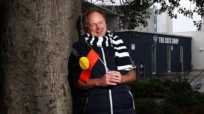 Geelong fan Paul Kellett will be cheering on Adam Goodes when he faces off against the Cat tonight. Picture: Aaron Francis