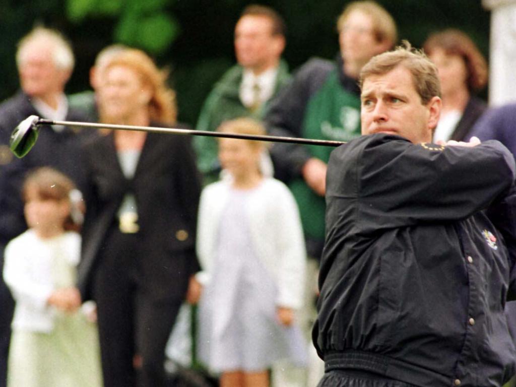 This picture from 1998 shows Prince Andrew playing golf at a charity event. Picture: Supplied