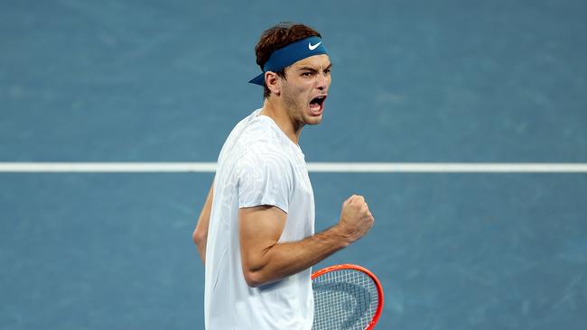 Taylor Fritz defeated Nikoloz Basilashvili in round one of the Australian Open. Picture: Mackenzie Sweetnam/Getty Images