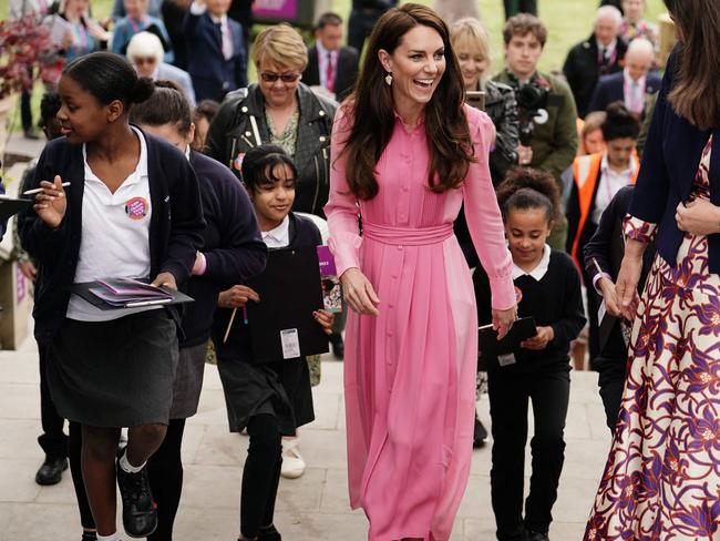 Catherine, Princess of Wales joins pupils at the RHS Chelsea Flower Show, marking the first time in the event's 110-year history that a Children's Picnic has taken place. Picture: AFP