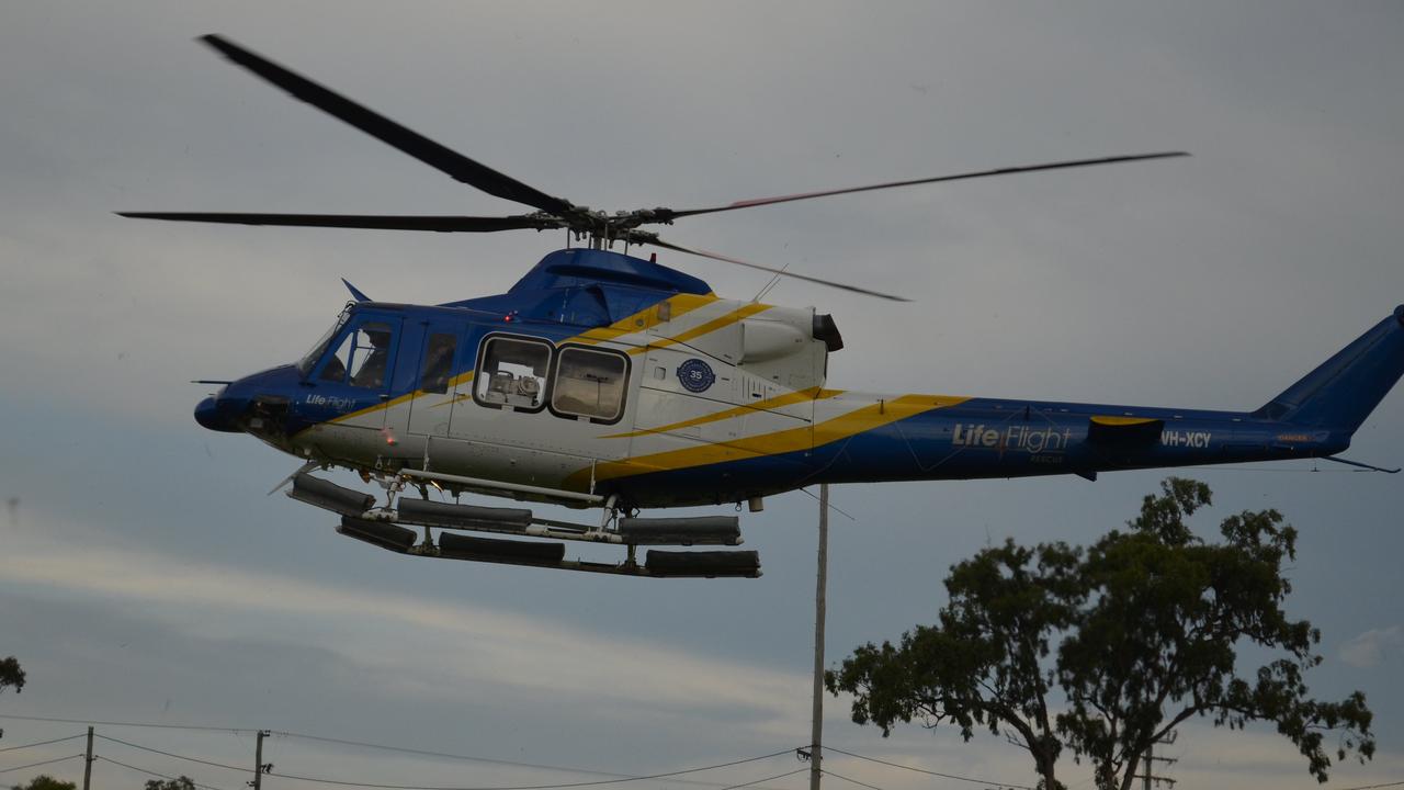 The LifeFlight helicopter was called to airlift a driver of a car seriously injured in a roll over west of Toowoomba.