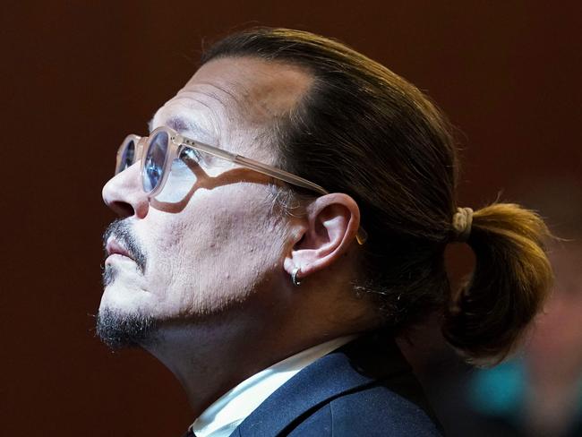 US actor Johnny Depp looks on during the defamation trial against ex-wife Amber Heard. Picture: AFP