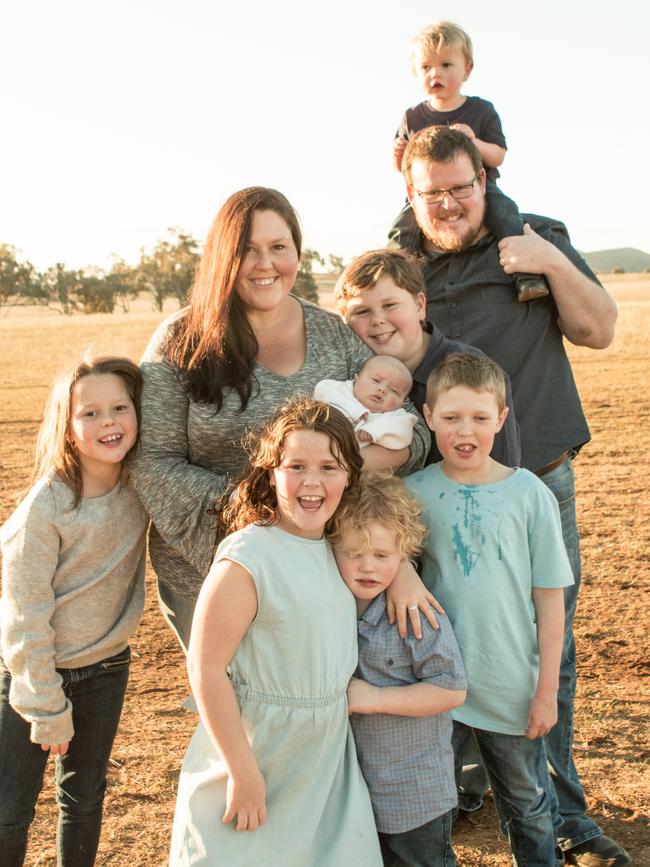 The Baldwin family are offering up spare homes virtually rent free to families with children in a last ditch bid to keep their local schools open. Picture: Kacie Herd